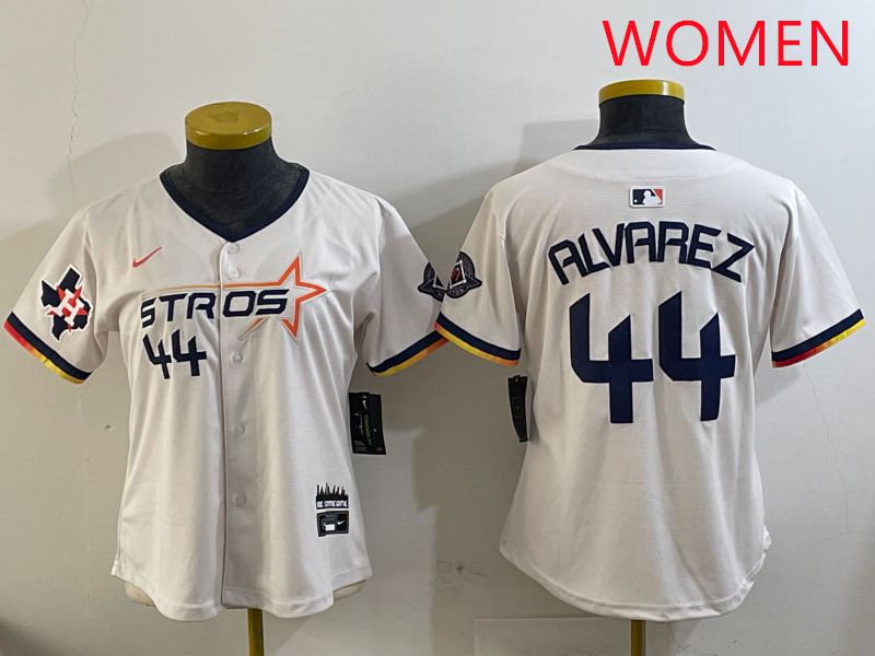 Women Houston Astros 44 Alvarez Cream Three generations Joint Name 2025 Nike MLB Jersey style 7